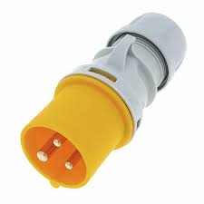 013-4 16A, 110V, Cable Mount CEE Plug, 2P+E, Yellow, IP44