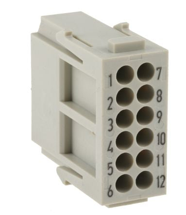09140123001 Han-Modular Series Male Module, 12 Way, 2 Row, Rated At 10A, 250 V