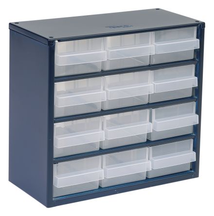 137553 Steel 12 Drawer Storage Unit, 283mm x 306mm x 150mm
