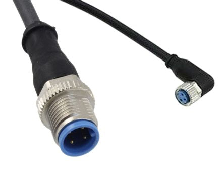 2273117-4 Right Angle M12 to Straight M12 Cable assembly, 4 Core 1.5m Cable