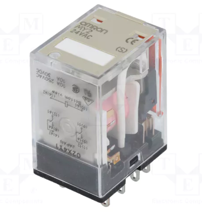 MY2 24 VAC (S) Power Relay, DPDT, 24 VAC, 10 A, MY, Socket, Non Latching