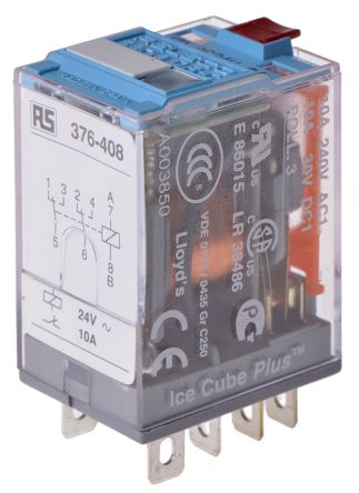 DPDT Non-Latching Relay Plug In, 24V Coil, 10 A