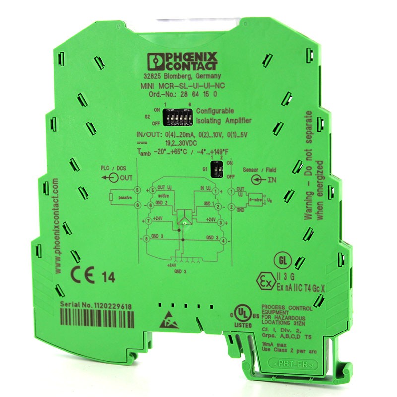 2864150 MINI MCR SL UI UI NC, Current, Voltage Output, Isolating Amplifier