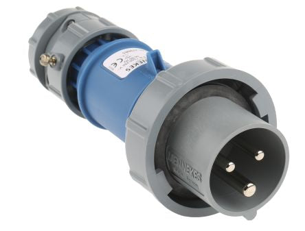 3796 PowerTOP IP67 Blue Cable Mount 3P Industrial Power Plug