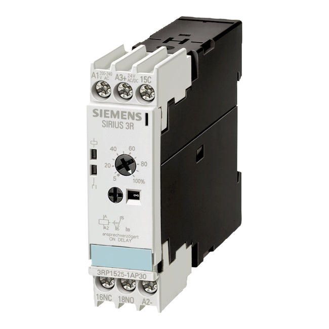 3RP15251AP30 ON Delay Single Timer Relay, Screw, 0.5 s 360000 s, SPDT