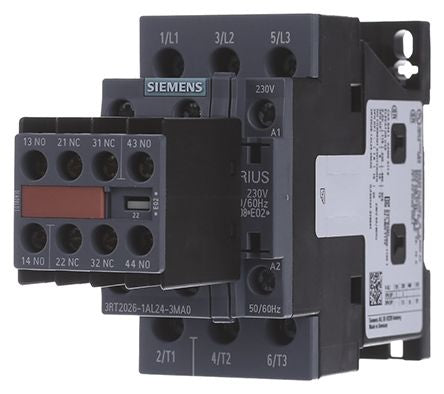 3RT2026-1AL24-3MA0 Control Relay - 3NO, 22 A F.L.C, 40 A Contact Rating, 230 V