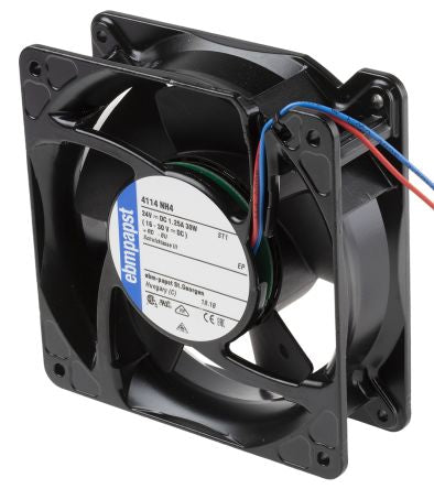 4114NH4 Series Axial Fan, 119 x 119 x 38mm, 355m³/h