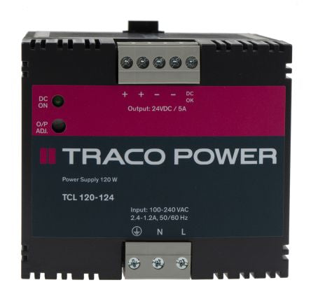 TCL 120-124 TCL DIN Rail Panel Mount Power Supply, 24V dc Output