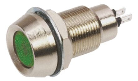 512-532-21 Green Indicator, Solder Tab Termination, 12 V dc, 12.7mm Mounting Hole Size