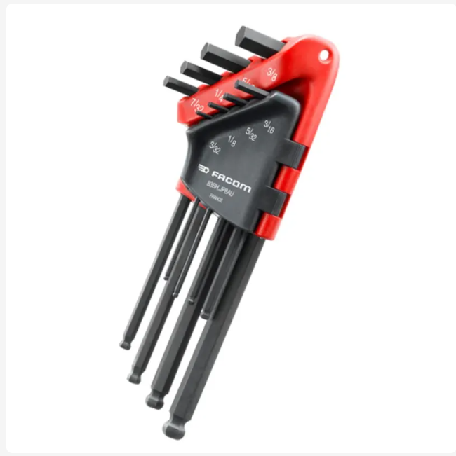 83SH.JP8AU Facom 9 piece L Shape Imperial Hex Key Set, 3/32 → 3/8in