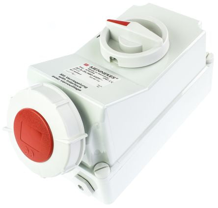 5792RS Switchable IP67 Industrial Interlock Socket 3P+E, Earthing Position 3h, 32A, 415 V