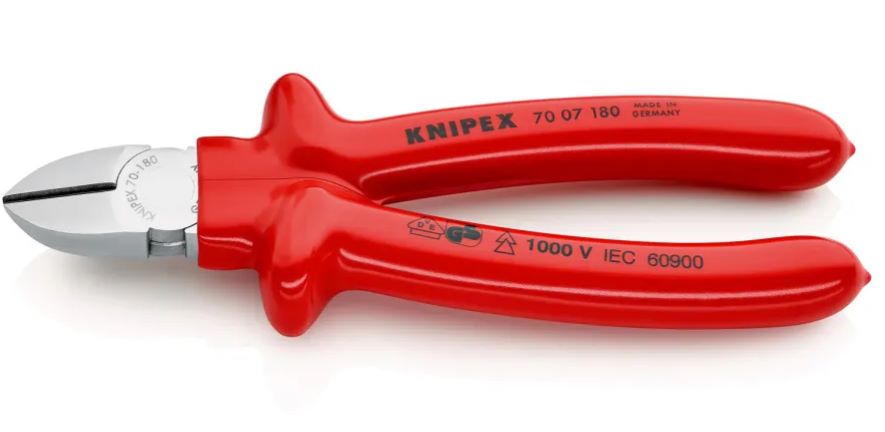 70 07 180 - Knipex - VDE/1000V Insulated Side Cutters