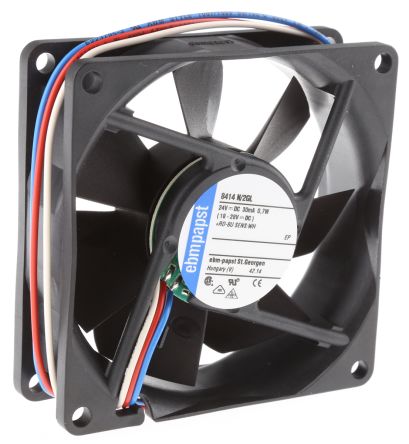 8414N/2GL 24 V dc, DC Axial Fan, 80 x 80 x 25mm, 33m³/h, 700mW