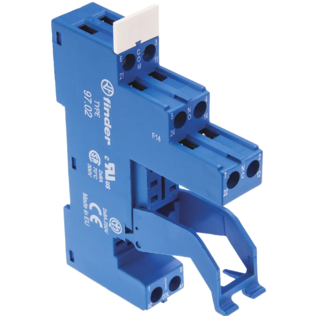 97.02SPA Relay Socket, DIN Rail, Panel, Screw, 8 Pins, 8 A, 250 V, 97 Series