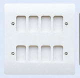 K3498 ALM White 8 Gang Face Plate Aluminium Faceplate