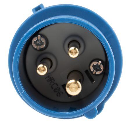 248 AM-TOP IP44 Blue Cable Mount 3P Industrial Power Plug, Rated At 16.0A