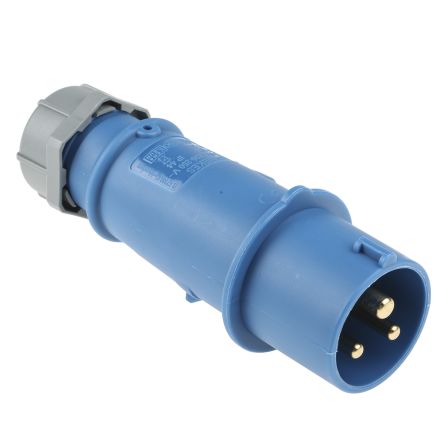 248 AM-TOP IP44 Blue Cable Mount 3P Industrial Power Plug, Rated At 16.0A