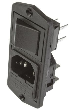 BVA01/Z0000/10 C14 Vertical Panel Mount IEC Plug, 10A