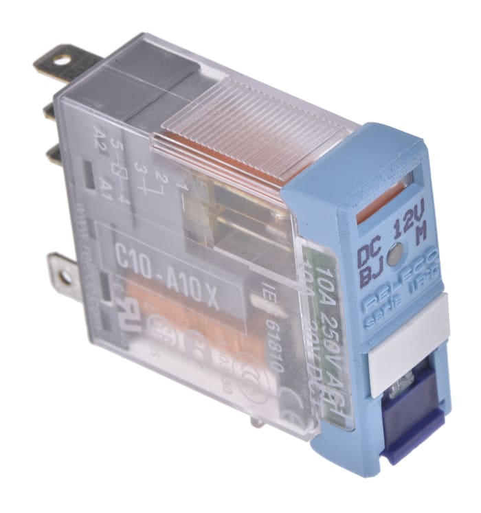C10-A10X / DC 12 V 12V dc Coil Non-Latching Relay SPDT, 10A Switching Current PCB Mount