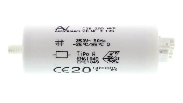 C3B2AD45200B20K 20μF Polypropylene Capacitor PP 250V ac ±10% Tolerance Cable Mount C3B Series