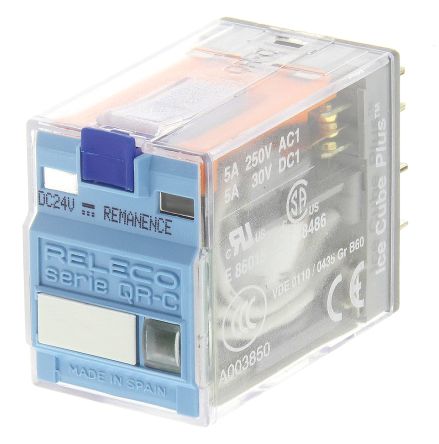C9-R-21 24VDC DPDT 24V dc Latching Relay, 5 A Plug In