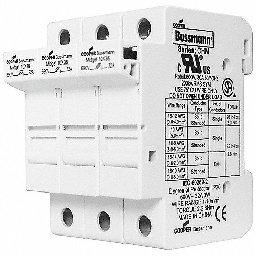 CH143B 3-pole cylindrical fuse holder