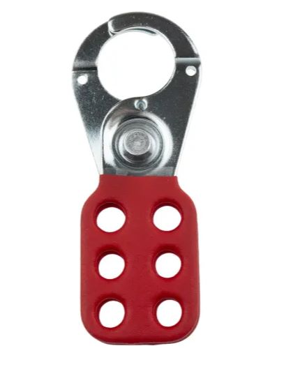 CMD489-141 Red 6-Lock Steel Hasp Lockout, 25mm Shackle, 25mm Attachment