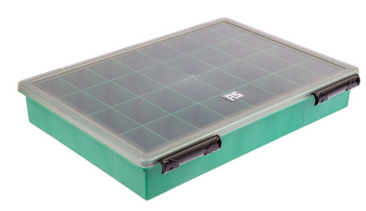 CMD515-603 - 32 Cell Green PP Compartment Box, 57mm x 338mm x 260mm