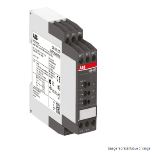 1SVR730841R1500 CM-SRS.22S Current Monitoring Relay, DPDT, 4 A, DIN Rail, 250 VAC, Screw