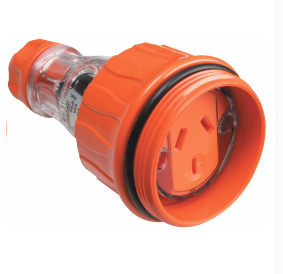 Electric Orange - 3 Flat Pin - 250 V - 15 A - Series 56 Cord Extension Socket