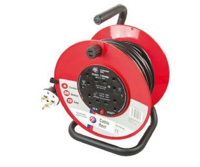 JJR42513 Schneider Electric 25m 4 Socket Type G - British Cable Reel Open Reel, 240 V