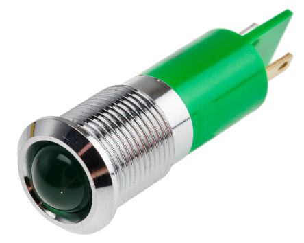 Green Indicator, 48 → 65 V dc, 14mm Mounting Hole Size, Tab Termination