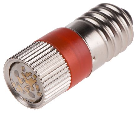LED Reflector Bulb, E10, Red, Multichip, 10mm dia., 6 V ac