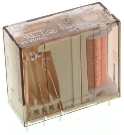 DPDT Non-Latching Relay PCB Mount, 24V dc Coil, 8 A