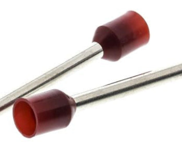 Insulated Crimp Bootlace Ferrule, 18mm Pin Length, 2mm Pin Diameter