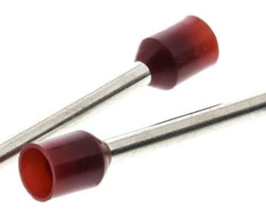 Insulated Crimp Bootlace Ferrule, 18mm Pin Length, 2mm Pin Diameter