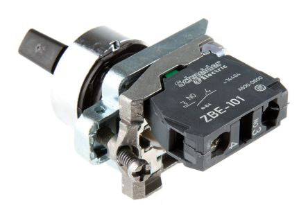 Black selector switch Ø22 2-position stay put 1NO 600V