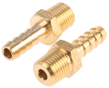 Straight Brass Hose Connector, 3/8 in G Male