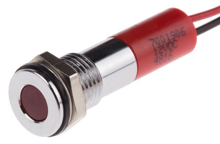 Red Indicator, 12 V dc, 8mm Mounting Hole Size