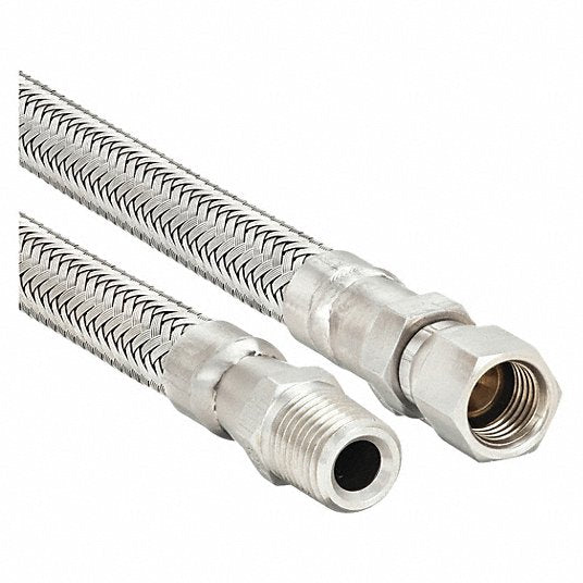 G050SHXJ120 Flexible Metal Hose Assembly, 321 Stainless Steel, 1/2 in, 12 in