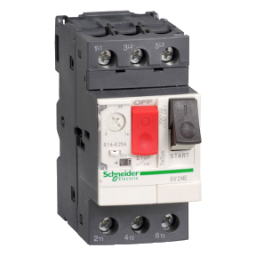 GV2ME06 Motor Protection, Thermal Magnetic, Three Phase, 1 hp, 1.6 A, 240 to 600VAC