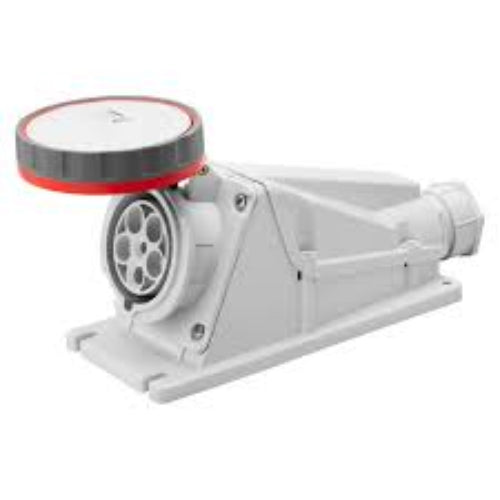 GW63527 Screw Wiring 90 Degree Angled Surface-Mounting Socket-Outlet for High Current, IP67, 6 Reference, 3P+N+E Pole, 380V-415V, 63 A, 50 Hz/60 Hz, Red