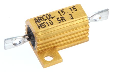 HS10 5R J Aluminium Housed Axial Wire Wound Panel Mount Resistor, 5Ω ±5% 10W