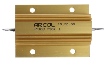 HS100 220R J  Aluminium Housed Axial Wire Wound Panel Mount Resistor