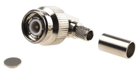 J01010A0037 Right Angle 50Ω Cable Mount TNC Connector, Crimp Termination