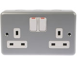 K2946 ALM Electric Grey 2 Gang Plug Socket, 2 Poles 13A, Type G