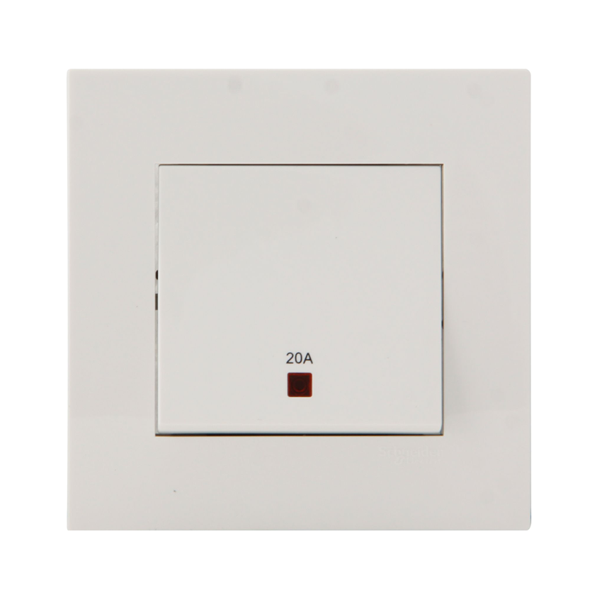 KB31D20NE 20A 1 Gang Double Pole Switch With Neon And Earth White