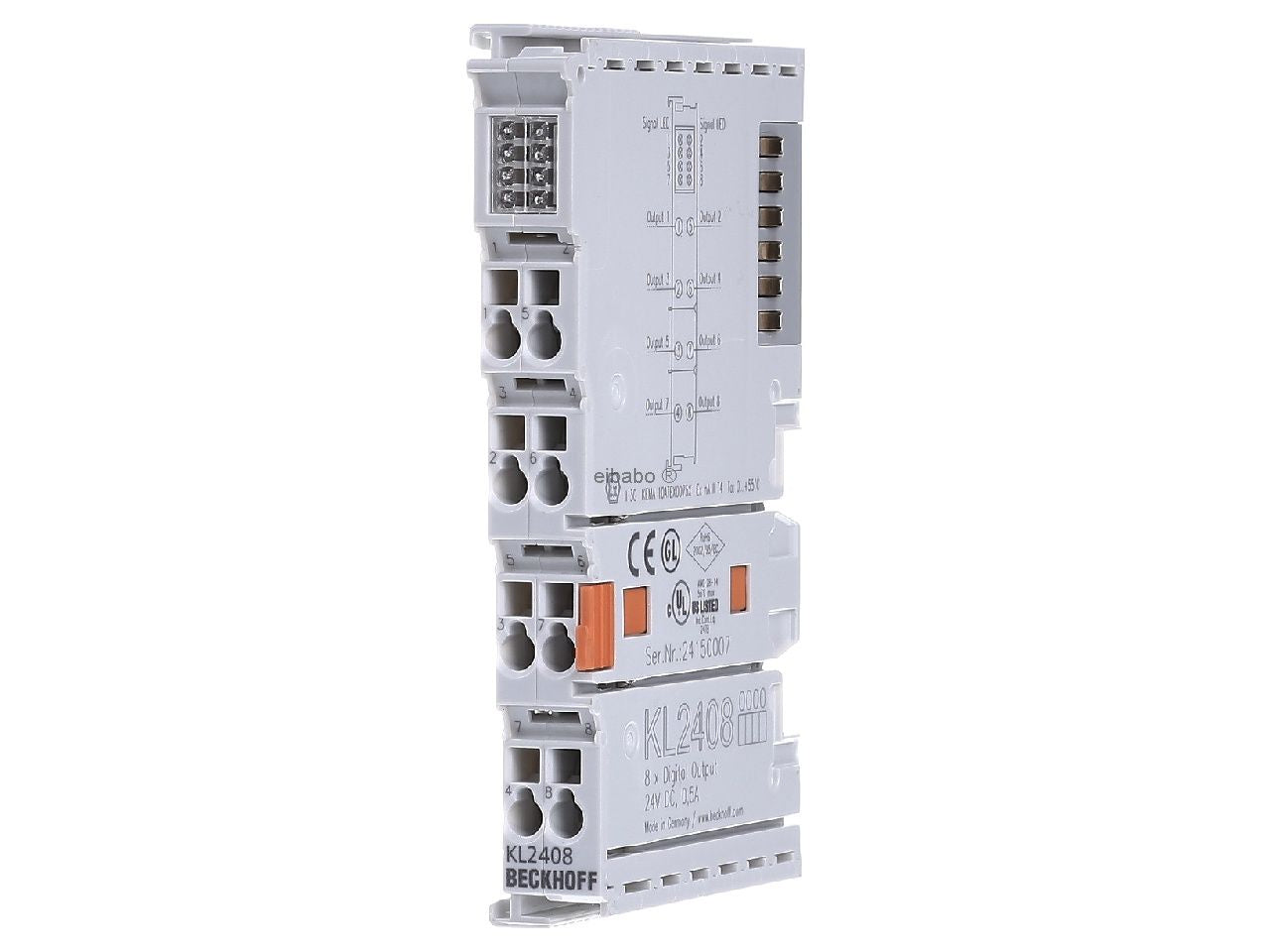 KL2408 Beckhoff 8 Dig Outputs 24Vdc 0.5A Tot Current 3A Single Conduct Connection