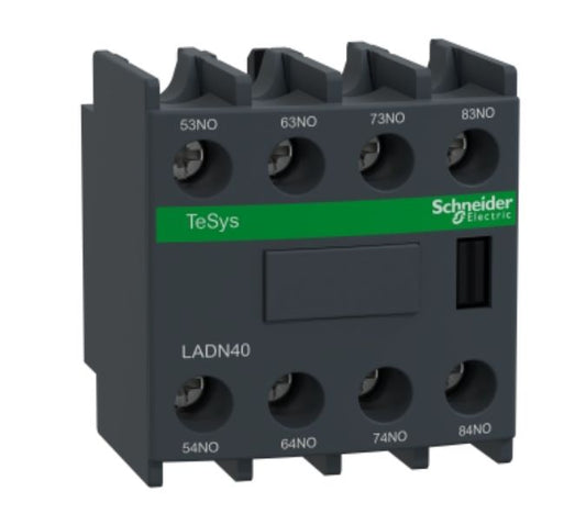 LADN40 - Schneider Electric - Auxiliary contact block, TeSys D, 4NO, front mounting, screw clamp terminals