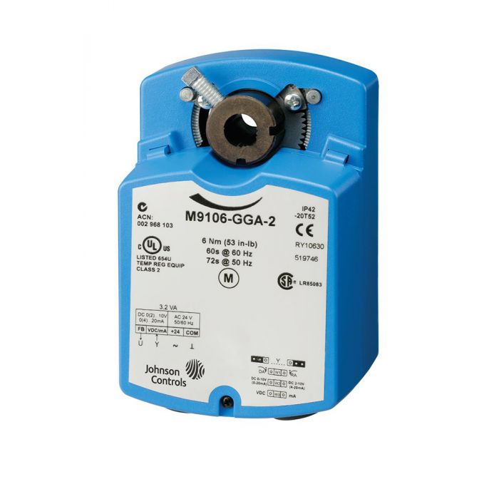 M9106-GGA-2 JCI ROTARY ACTUATOR; 53 IN-LB/6NM NON-SRTN PROP 0-10VDC/0-20MA 0-10VDC FB W/COVER